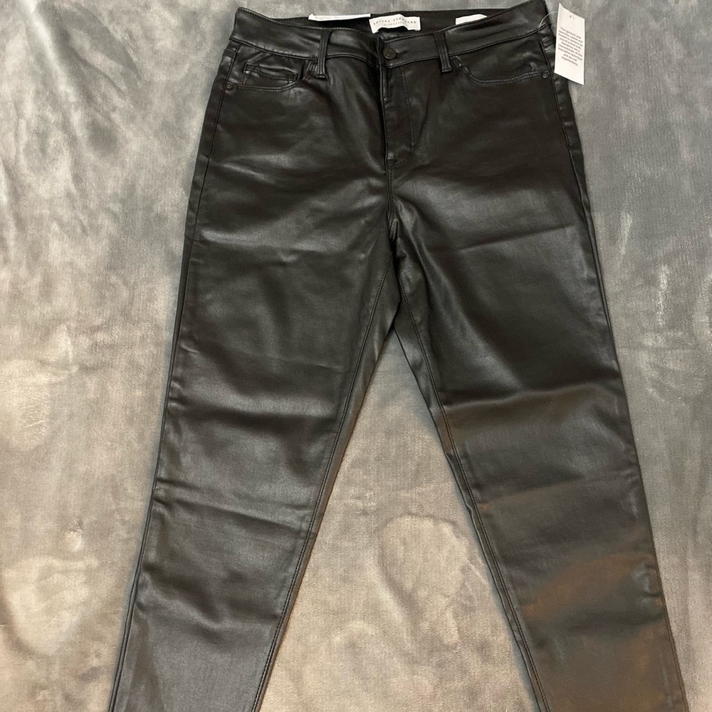 Black faux leather pants